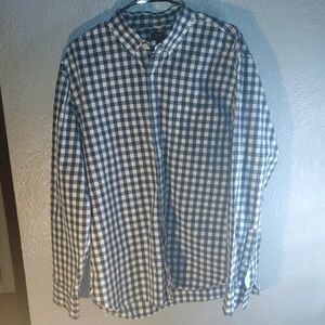 J Crew Light Weight 100% Cotton Blue and White Plaid Button Down Shirt XL